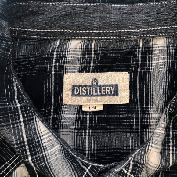 Distillery Plaid Pearl Snap Front Shirt Embellished Detail Unisex - Picture 3 of 12